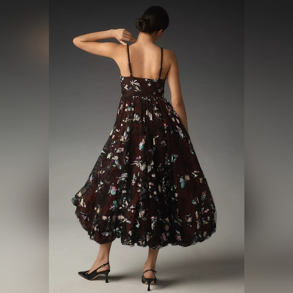 Anthropologie Geisha Designs Butterfly Appliqué Midi Dress, Small - Picture 3 of 7